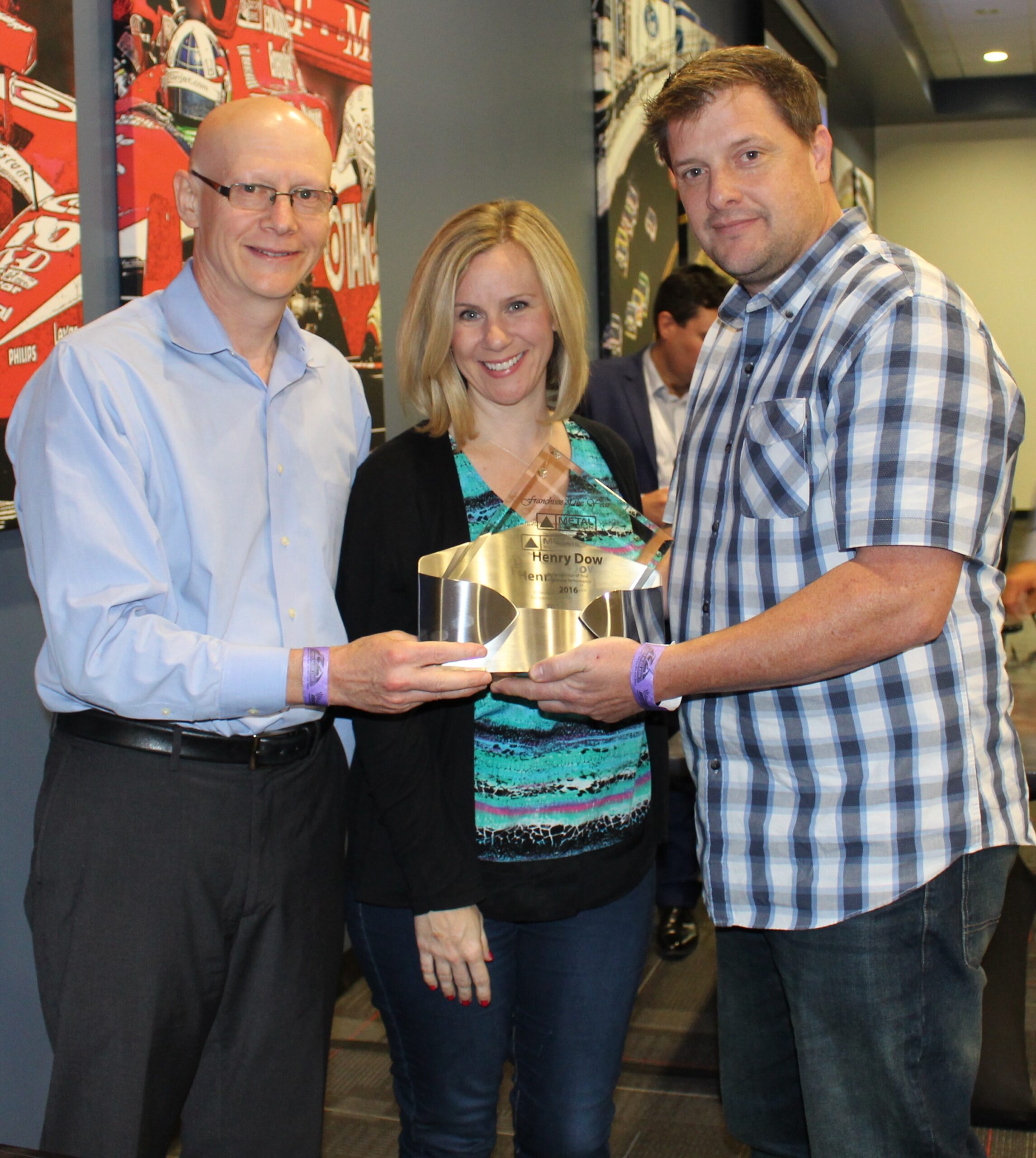 Henry and Michelle Dow of Metal Supermarkets Baltimore & Boston North (right) with Metal Supermarkets President & CEO, Stephen Schober